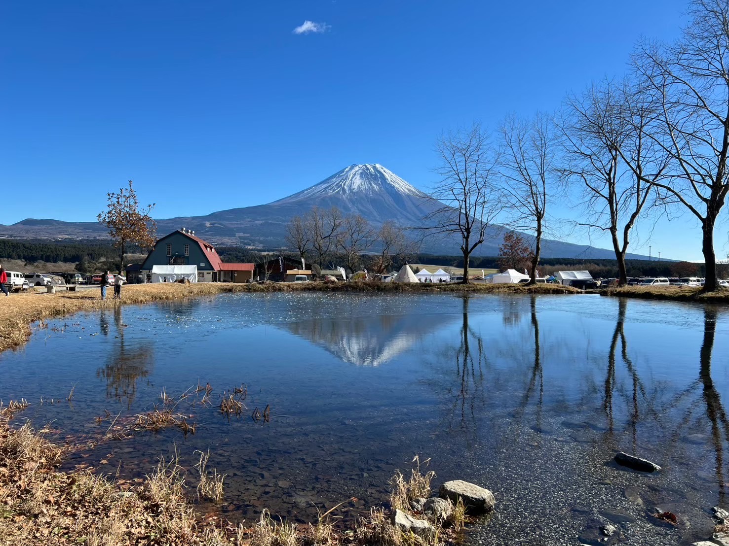 ふもとっぱらキャンプ場の逆さ富士